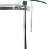 Modernist glass coffee table with stainless steel base