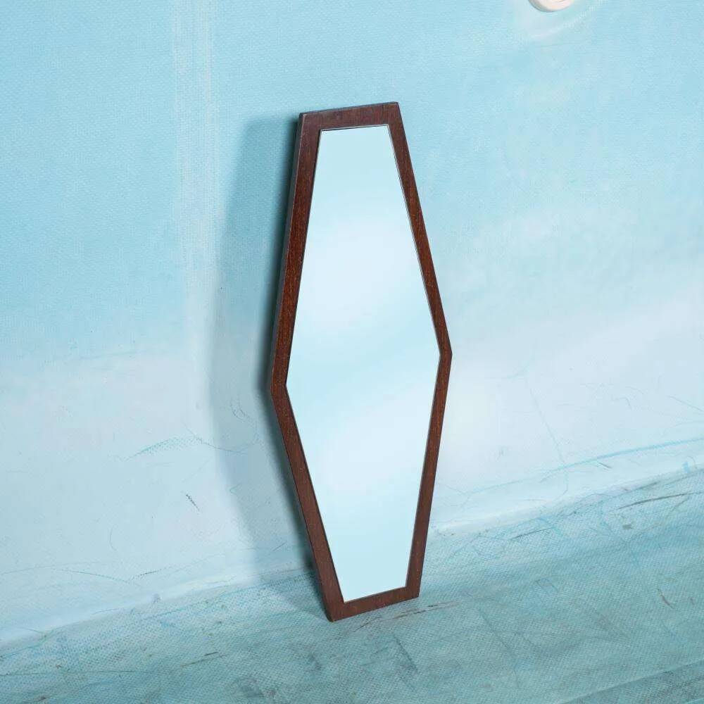 Hexacon Art Deco vintage mirror from the 1950s in wenge.