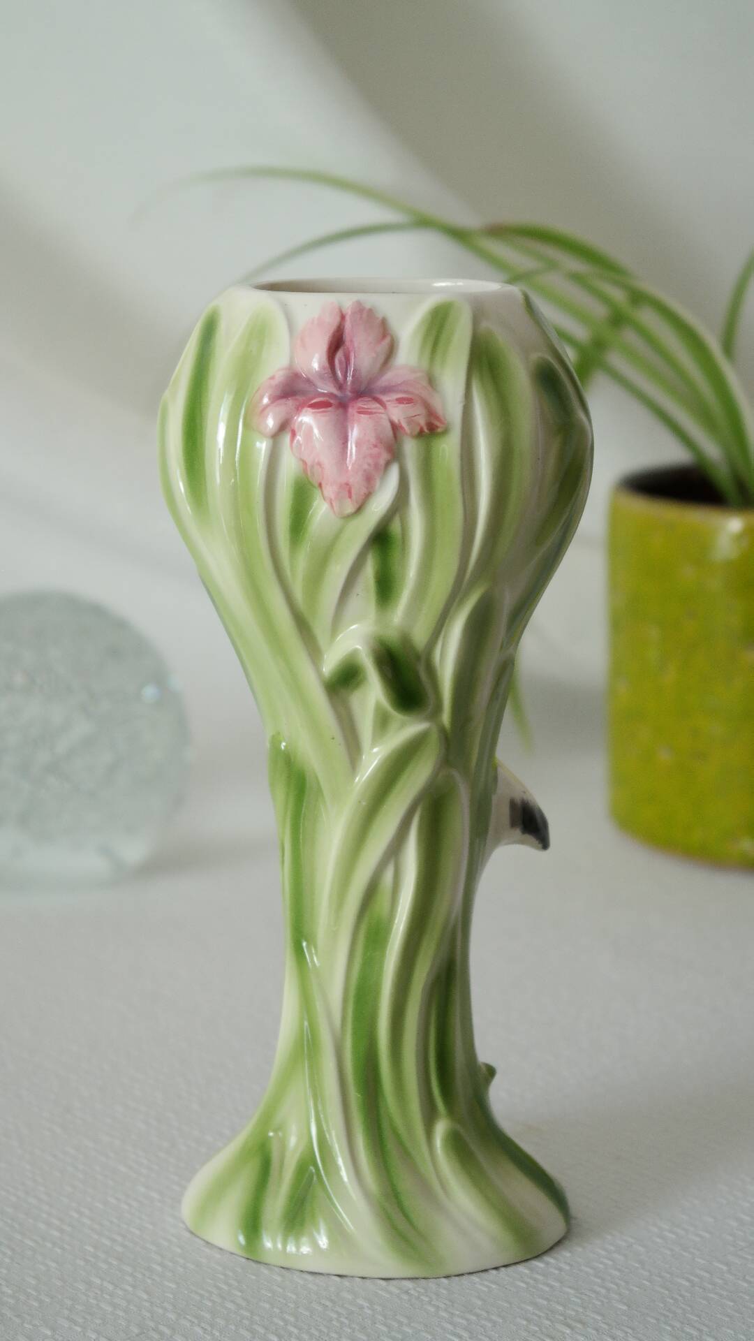 Massier style pink flamingo nature slip vase