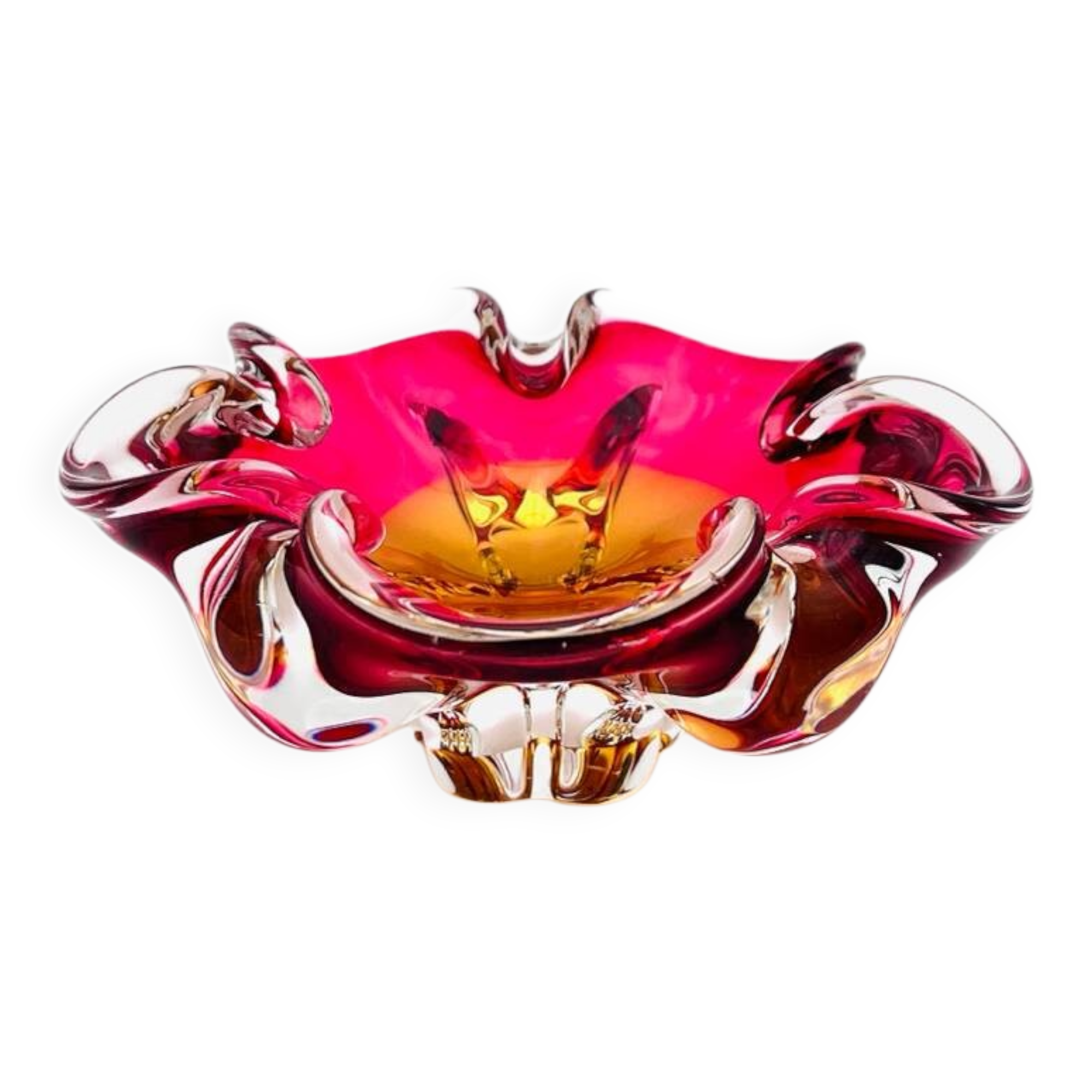 Sommerso Coupe Josef Hospodka - Bohemian Glass Art Design - Circa 60
