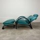 Postmodern design armchair and ottoman, 80s leather