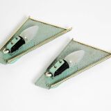 Pair of beautiful mint green Mid Century Modern perforated sheet metal wall