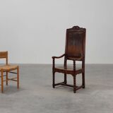 18th Century Liège Armchair in hand carved Oak, Belgium