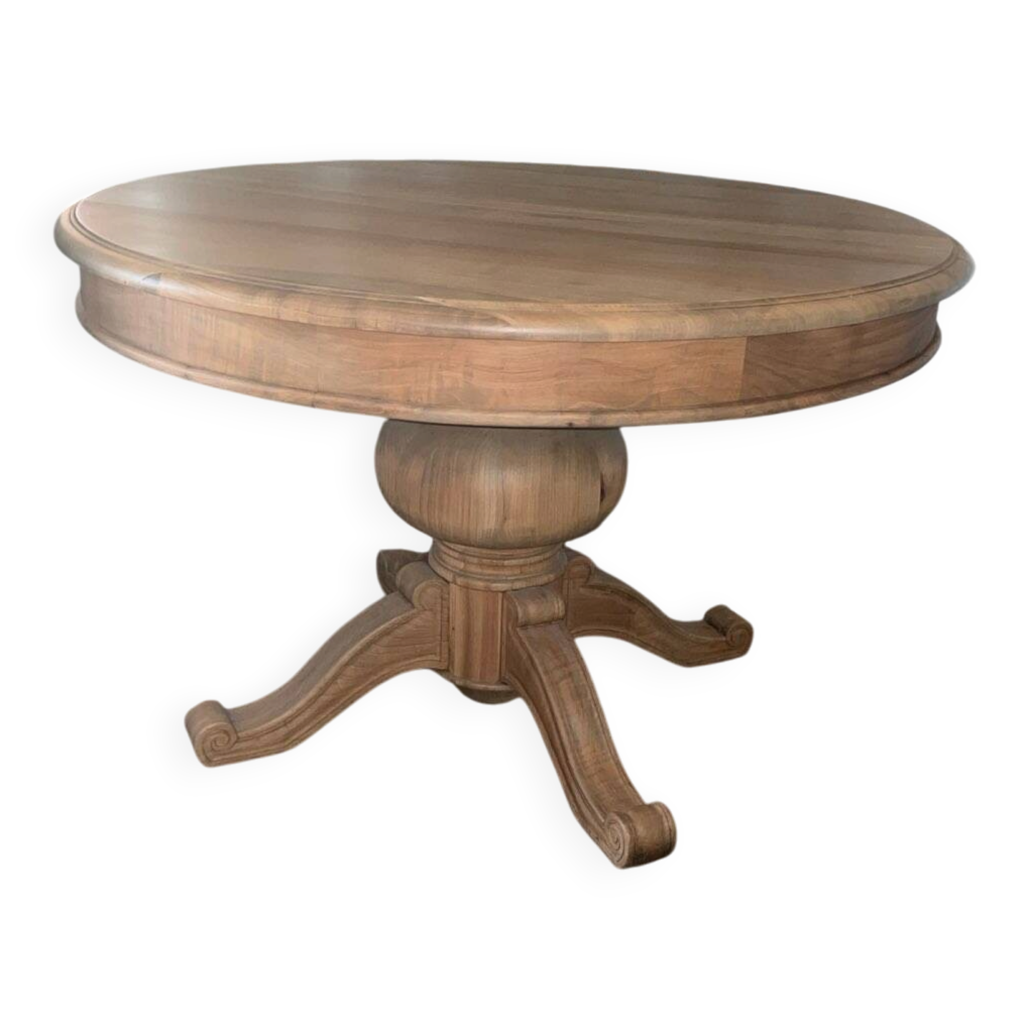 Table ronde à manger en merisier massif.
