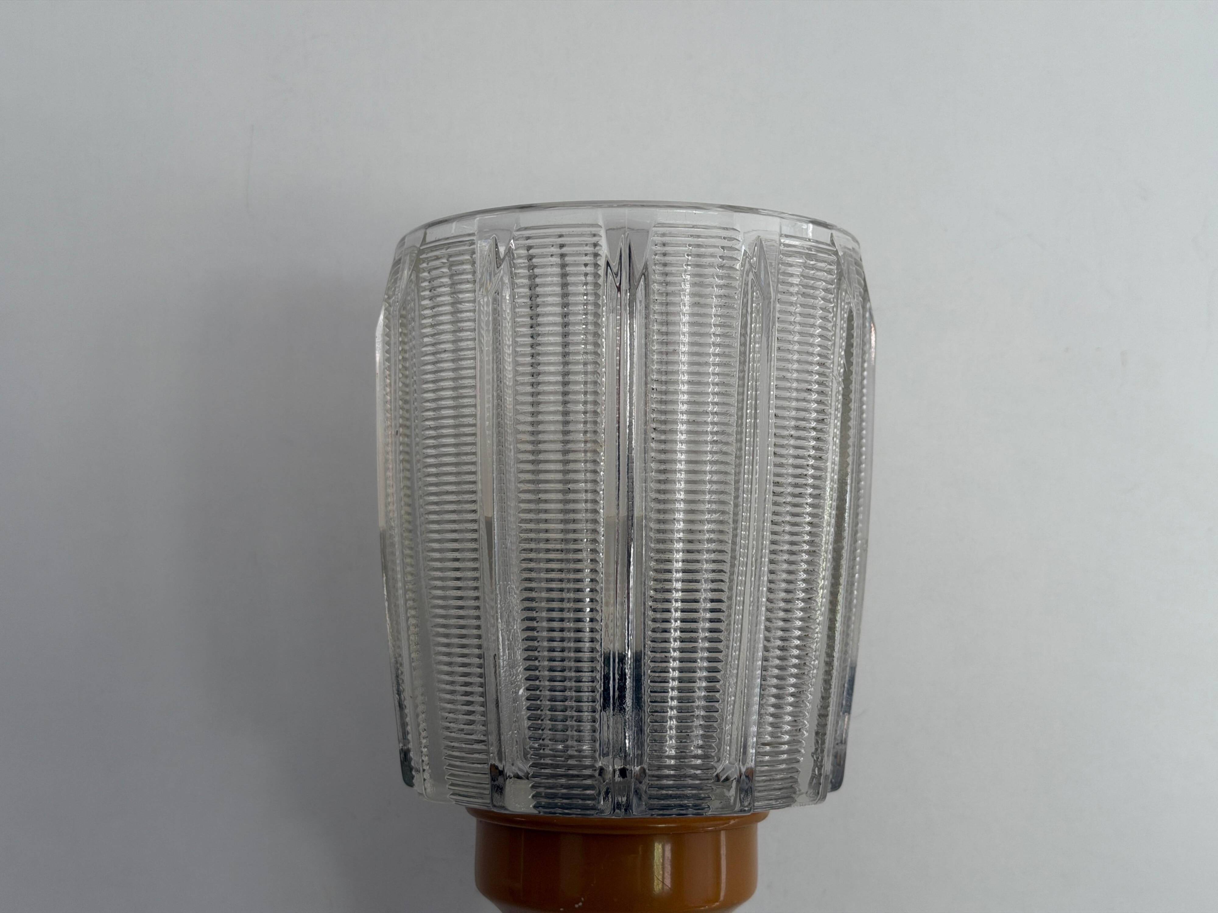 Mid-century glass and brown metal wall light, 1960, Italy