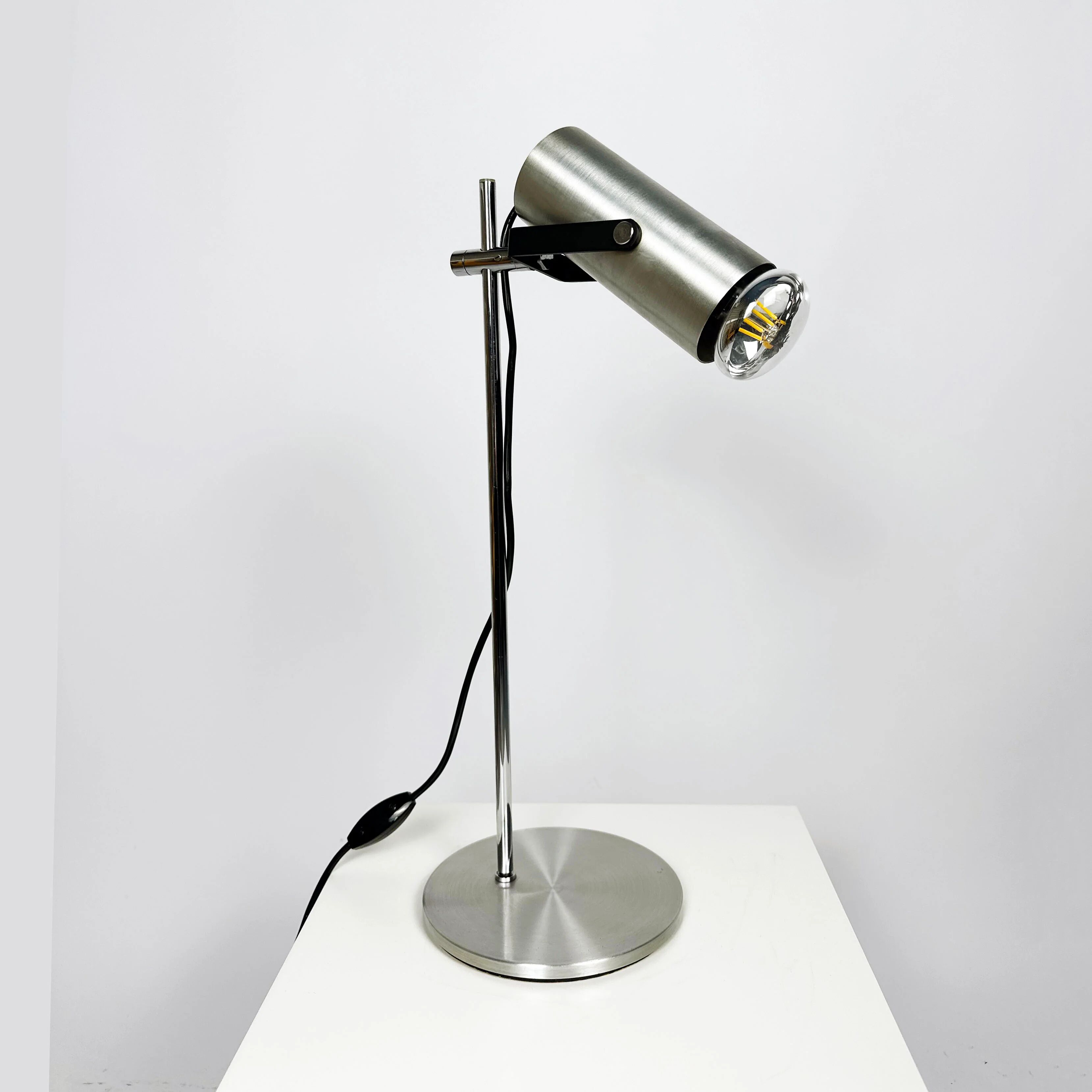Lamp de Bureau en Aluminium et Chrome Vintage des Années 1970