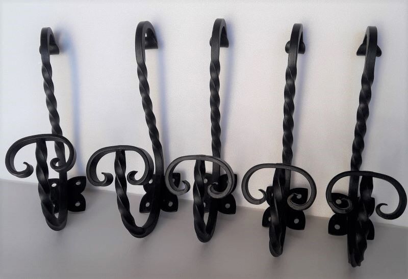 lot 5 patères porte manteau fer torsadé