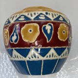 Cache pot ancien en faïence émaillée et cloisonnée