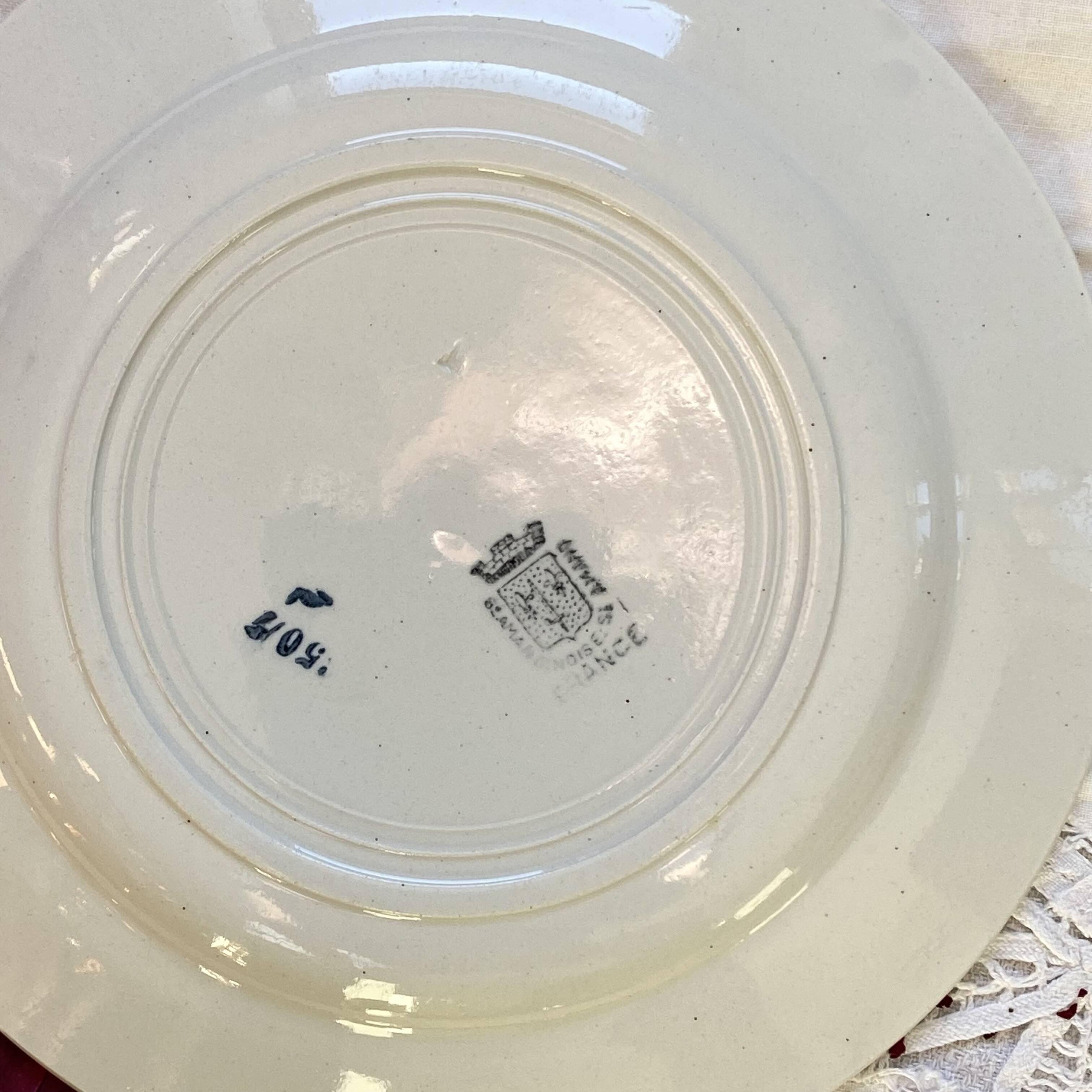 Set of 6 vintage Saint Amandinoise earthenware dessert plates