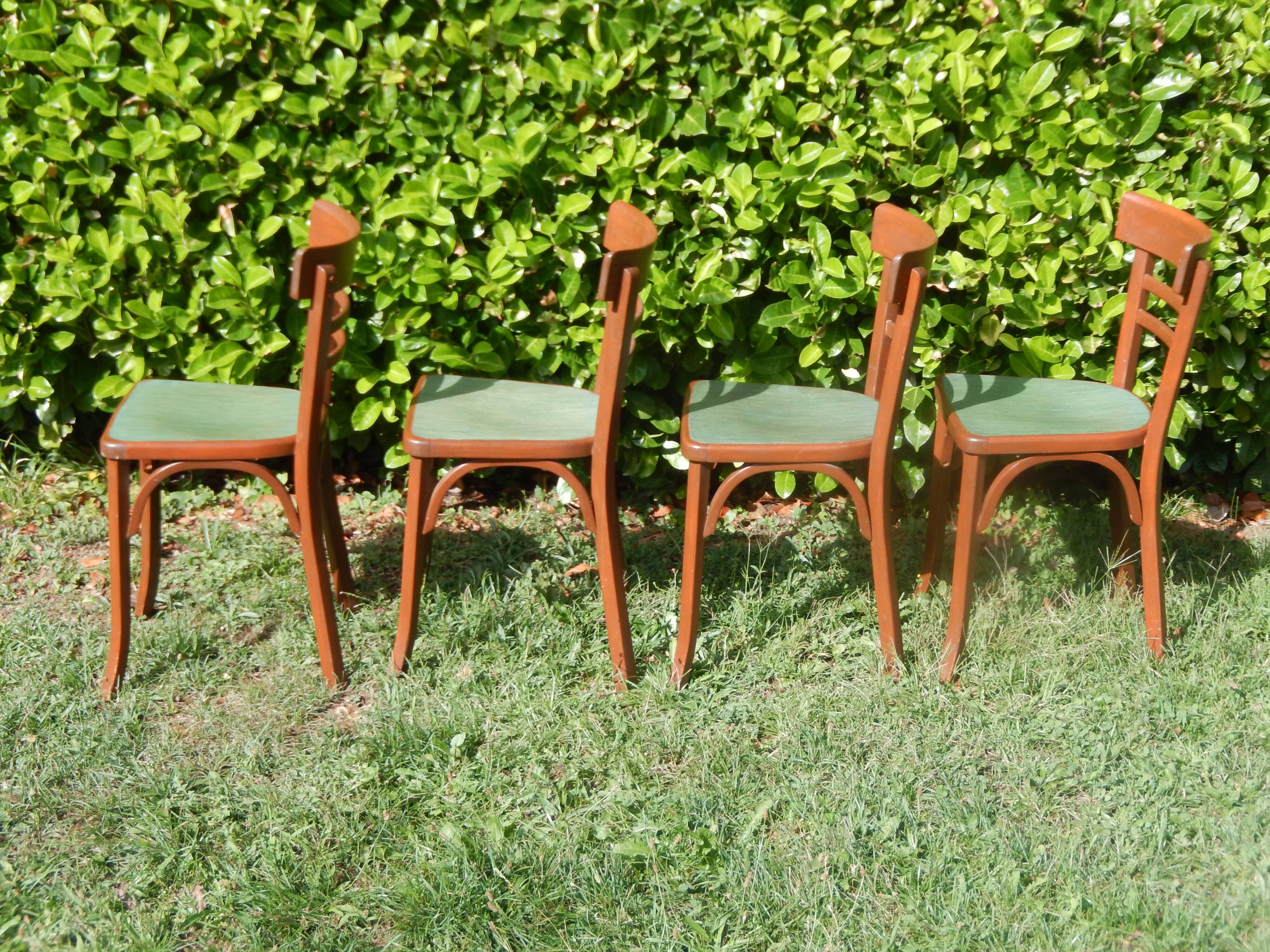 Set of 4 superb vintage Baumann bistro chairs.