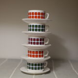 Vintage cups 70s square décor Pop Polka