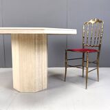 Octogonal italian travertine dining table 1970s