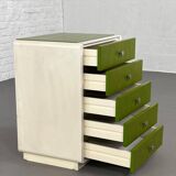 Beige Wood and Green Varnish Bedside Tables, Norway, 1960s, Set of 2