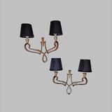 Genet and Michon pair of art deco wall sconces, bronze