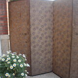 Japanese screen embroidered golden threads