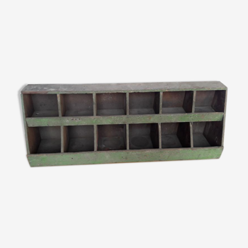 Locker, old workshop shelf in wooden compartments