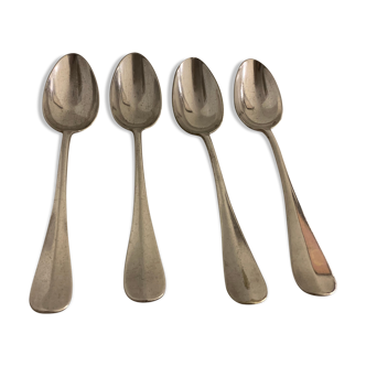 Set de 4 cuillères en métal argenté modèle Baguette