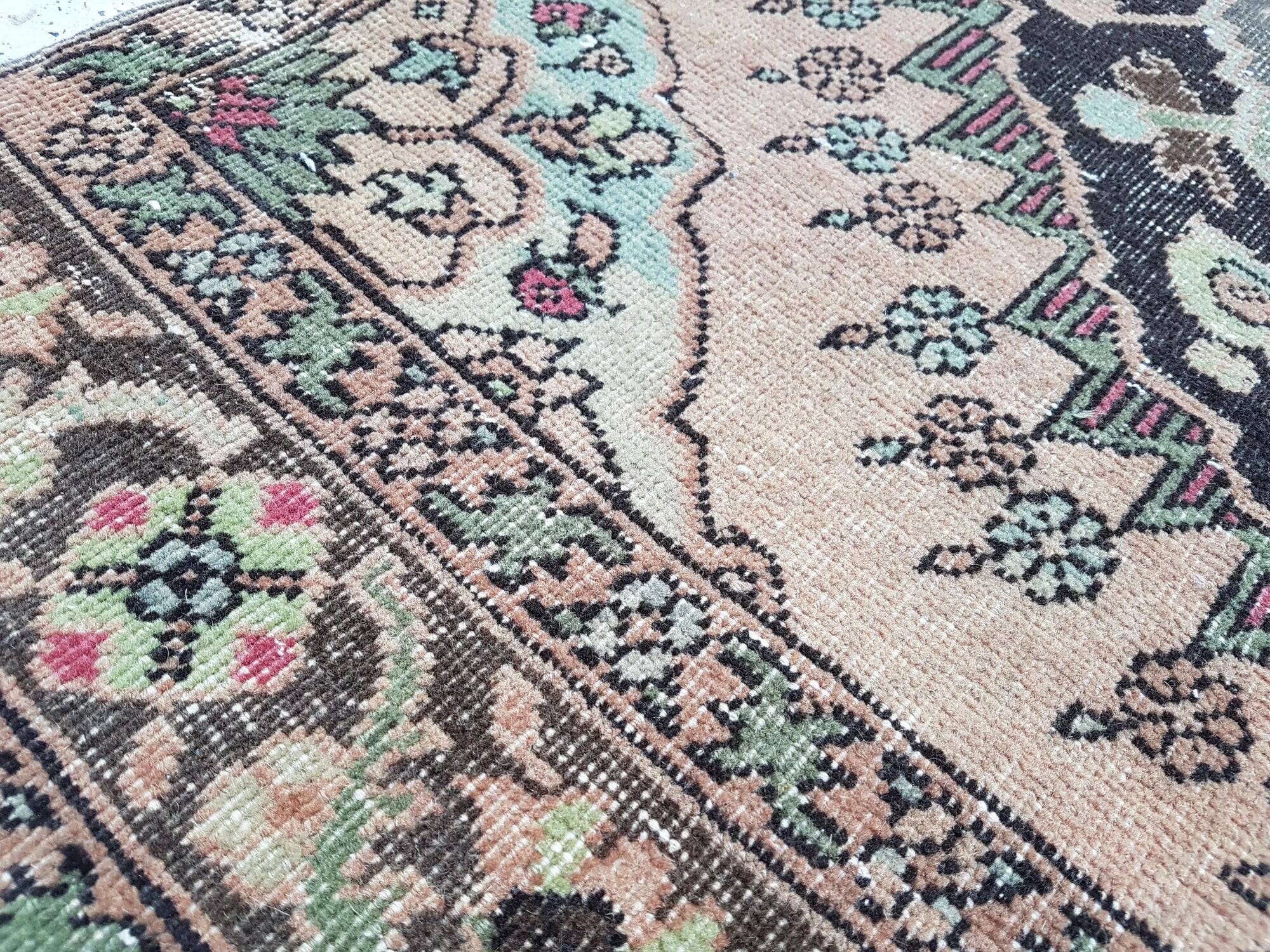 Vintage Turkish hallway rug 107x384 cm