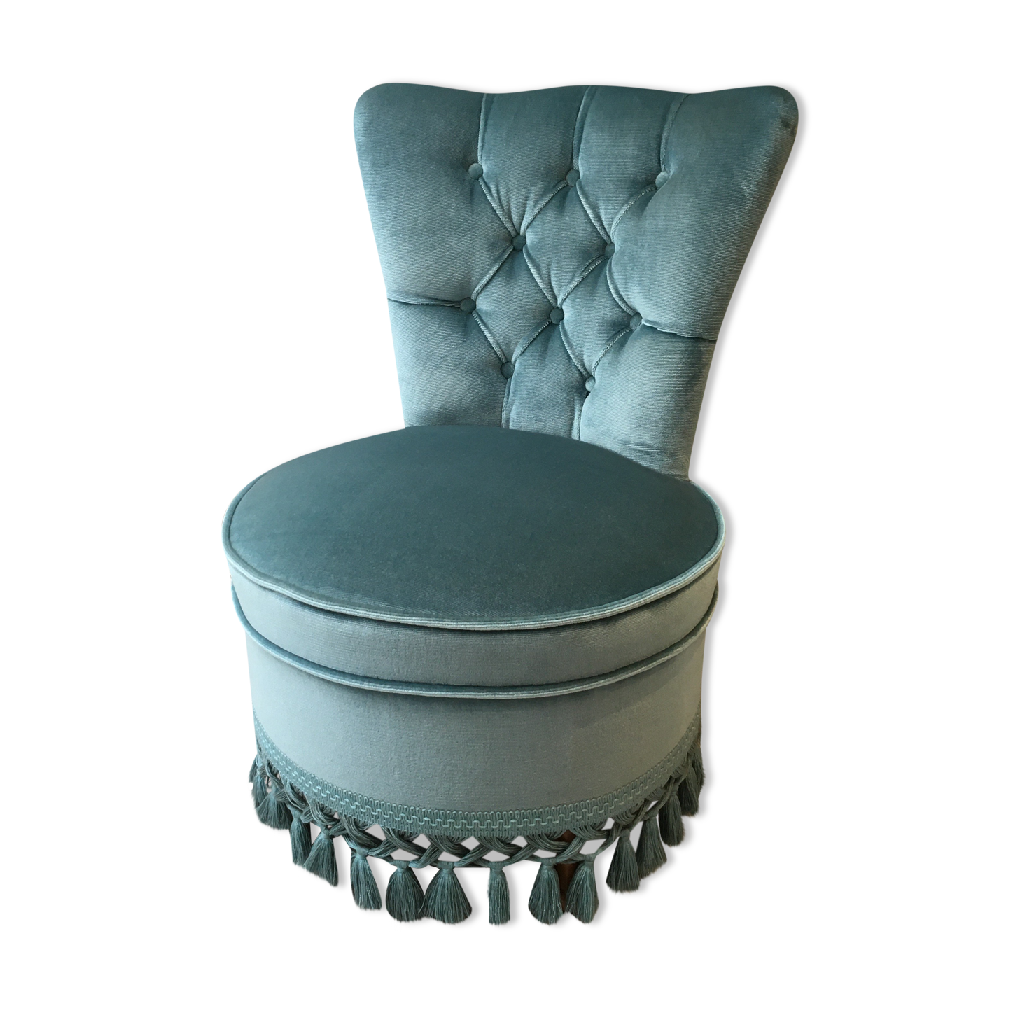 Glacier blue velvet toad heater chair