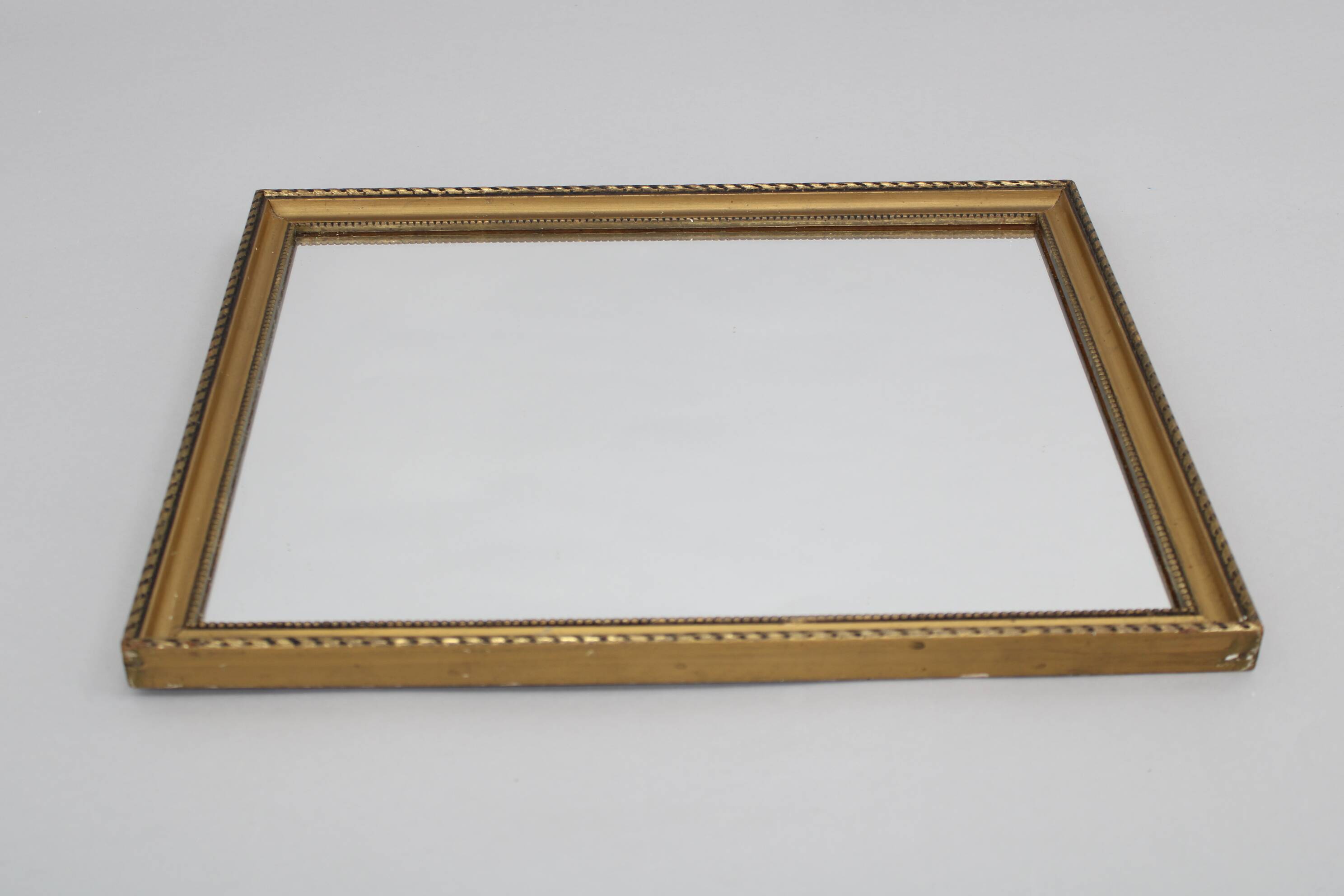 1950s Mirror in Golden Wood Frame