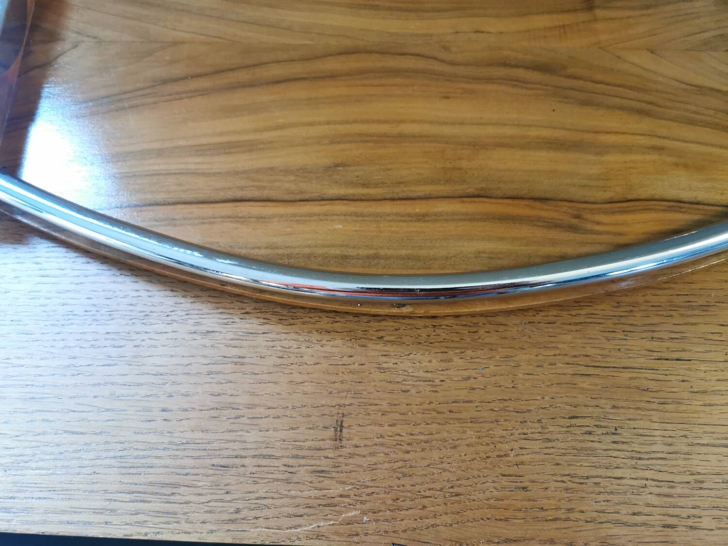 Large Art Deco tray in wood and chrome-plated metal
