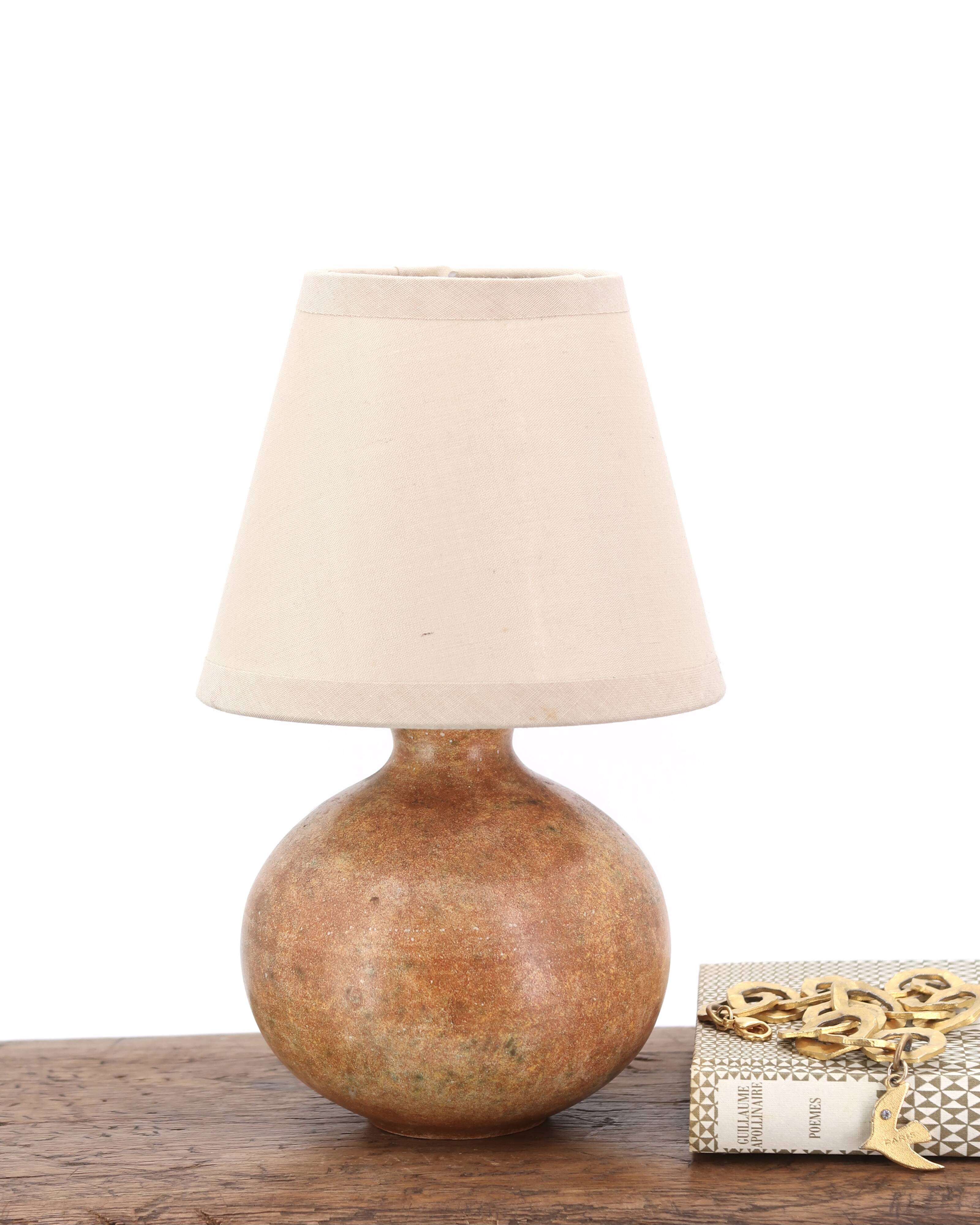 Brown ceramic lamp by pierre scheffer, 1970s