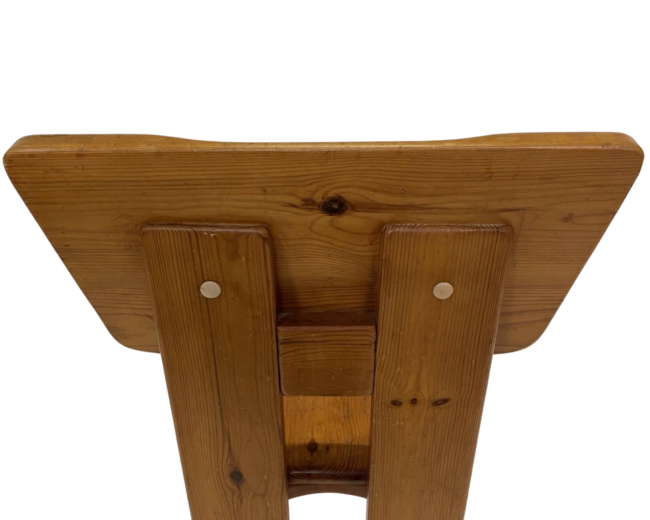 Vintage Brutalist Pine Chair 1970s Minimalist Wood Design