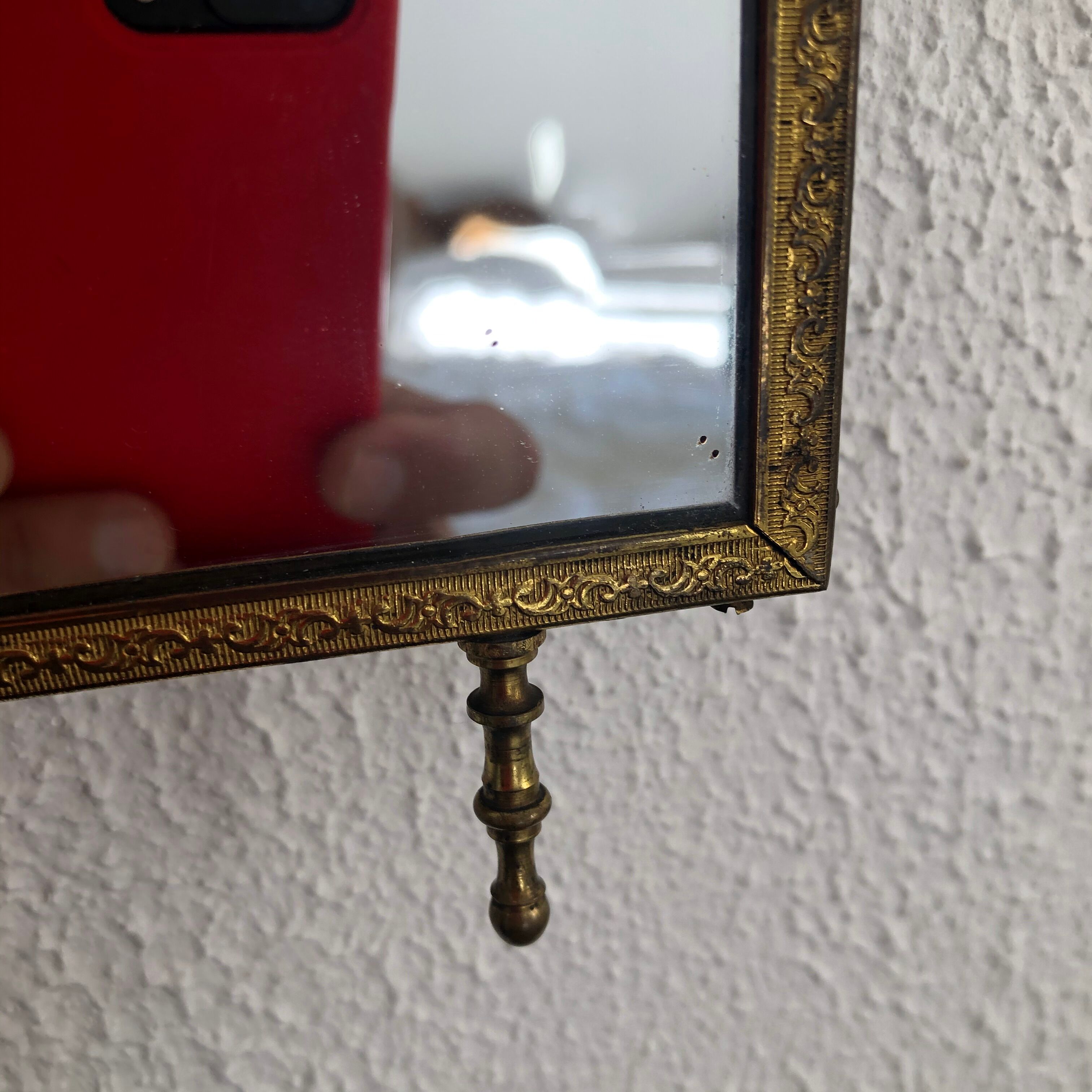 Vintage brass barber triptych mirror 1920 - 34 x 76 cm