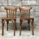 Pair of bistro chairs troquet Parisien in curved wood 1950
