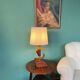 Vintage mid-century modern Danish sculptural teak table lamp