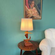 Vintage mid-century modern Danish sculptural teak table lamp