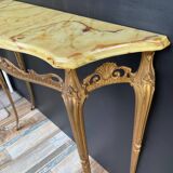 Console vintage en onyx et métal doré