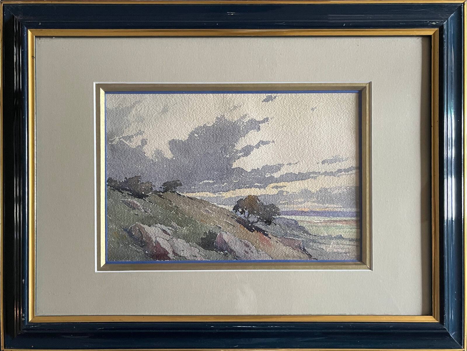 Watercolour painting "Wild Landscape" early 20th century + frame