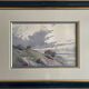 Watercolour painting "Wild Landscape" early 20th century + frame