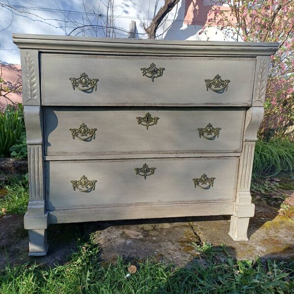 Petite commode de chambre ancienne patiné 3 tiroirs