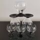 6 small retro smoked burgundy stemmed glasses