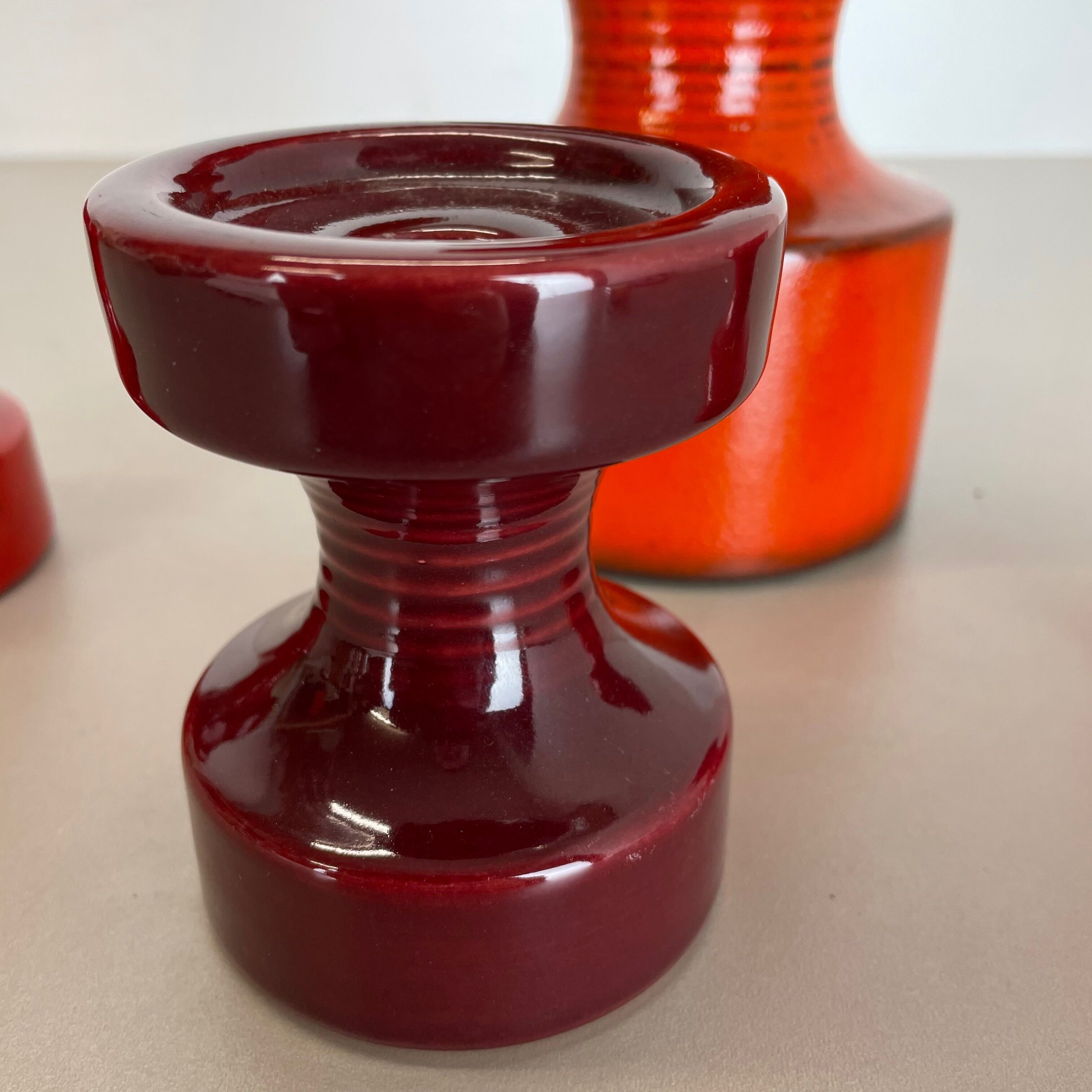 Set of Four Pottery Candleholder by Cari Zalloni for Steuler, Germany, 1970s