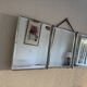 Vintage 1940s triptych barber mirror, bevelled chrome, snake imitation - 31 x