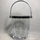 Old arched crystal ice bucket with chrome metal handle