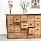 Vintage workshop furniture with 24 drawers in solid pine – 1950s