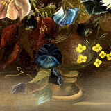 French School nineteenth oil on canvas, bouquet of flowers dated 1883