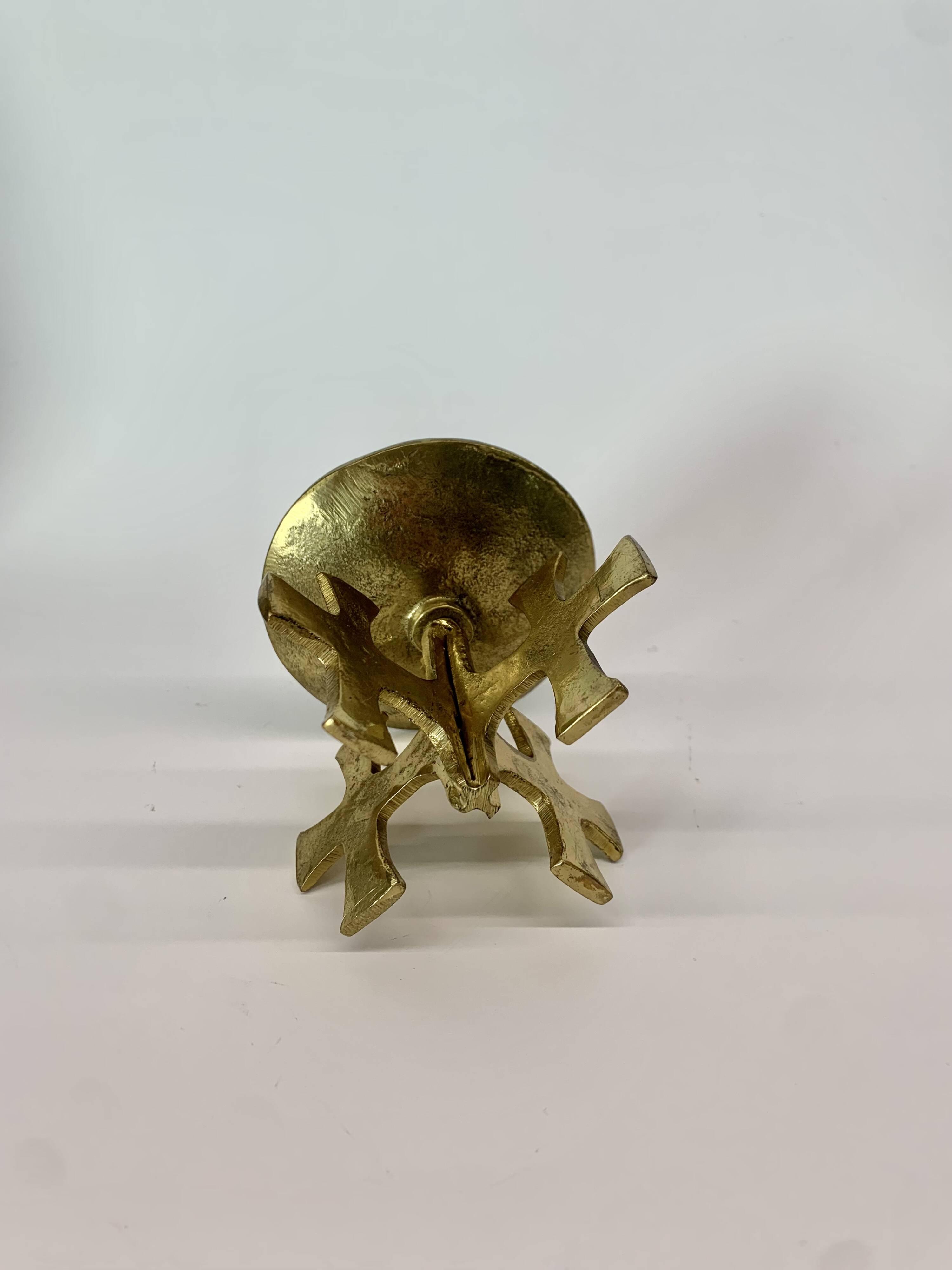 Brutalist bronze candleholder, 1970s