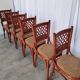Chaises de bistrot italiennes vintage - Bois rougeâtre, tissu marron, années 1980 - Lot de 6