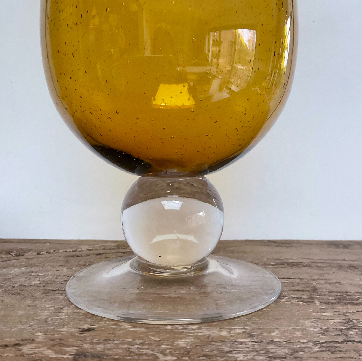 Amber bubble glass vase