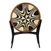 Une commode en tambour Art Déco en bois de hêtre 6 tiroirs noir & beige
