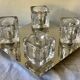 Lot of 2 wall appliques 4 chrome metal lights - moulded glass
