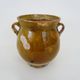 Glazed yellow confit pot, south west of France. Conservation pot. Pyrenees XIXth
