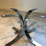 Table basse vintage en verre et chrome, circa 70's