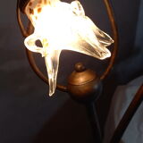 Wrought iron floor lamp and glass paste lampshade