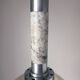 Scandinavian pendant light in brushed stainless steel marble and smoked glass globe. 1970